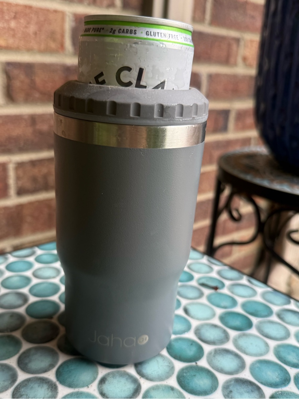 Gray Insulated Slim Can and Bottle Cooler-Keeps Drinks Cold